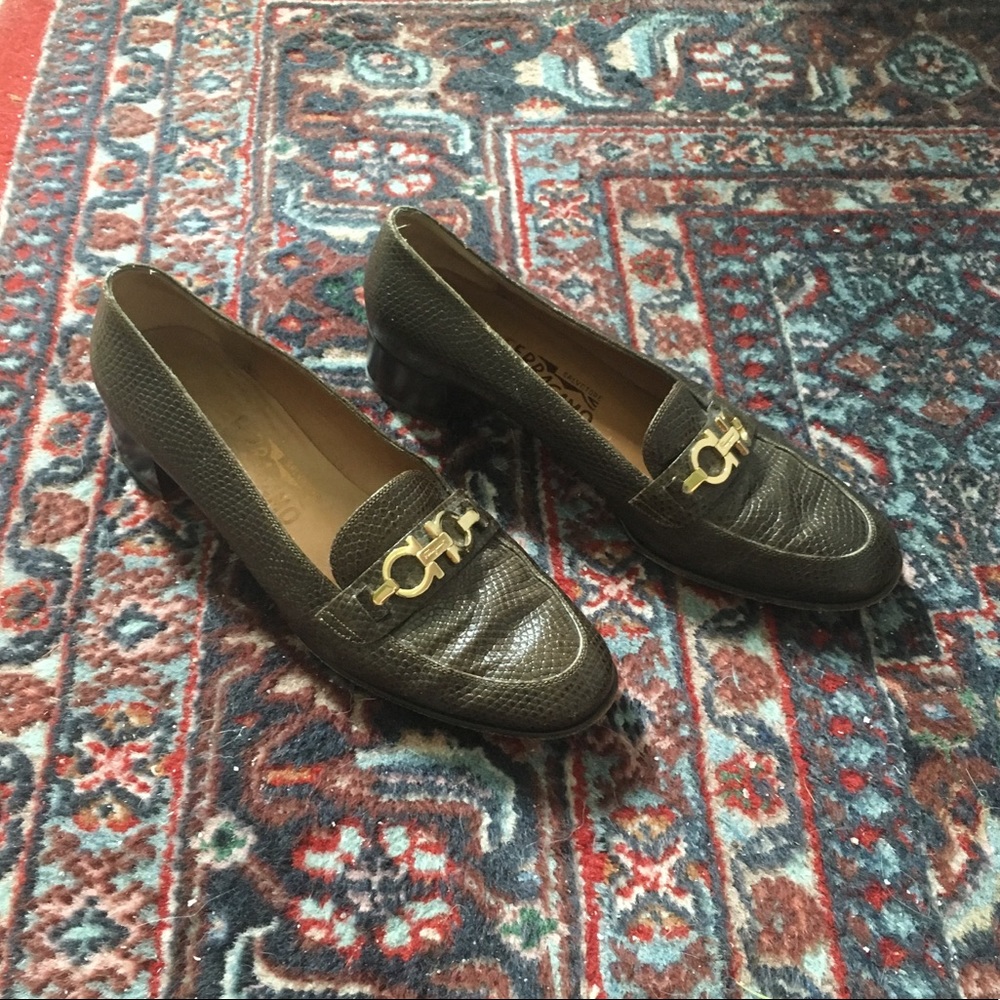 Ferragamo Heeled Loafers with Gold Chain